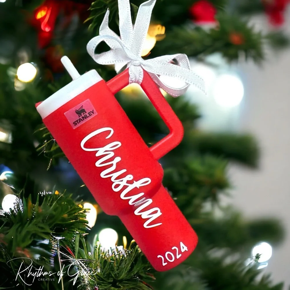 Personalized Christmas Ornaments: Mini Stanley Cup Ornaments. Cash Holder.